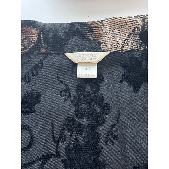 Christopher & Banks Vintage Floral Tapestry Vest With Zipper Closure & Collar - Picture 7 of 8